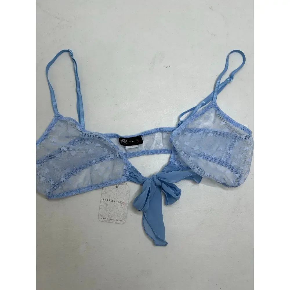 FP Intimately X Only Hearts Coucou Heart Front Tie Bralette in Sky Size L. NWT